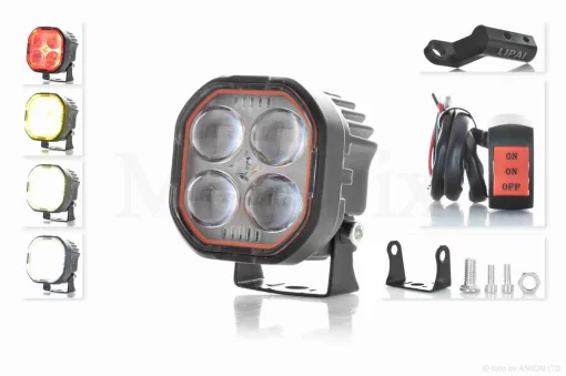 Фара додаткова діодна, квадратна,56*56mm, біле/жовте світло, стробоскоп #LPS-2178, QT-027183