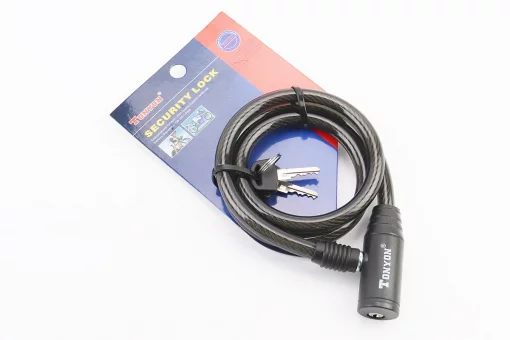 Замок противоугонный тросовый 800х10мм под ключ, TY414, FIX-409043