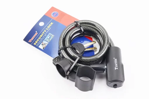 Замок протиугінний тросовий 1000х12мм під ключ, кріплення за трубу сидіння, TY5620, FIX-210850