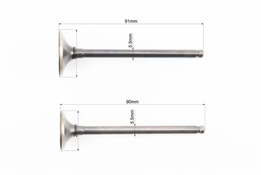 Клапана выпускной (h-90; d-25), впускной (h-91; d-30) к-кт 2шт CB-125/150cc, FIX-321942