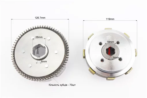 Зчеплення, маховик у зборі (4 болти, маховик 70T) CB-125cc, FIX-998535