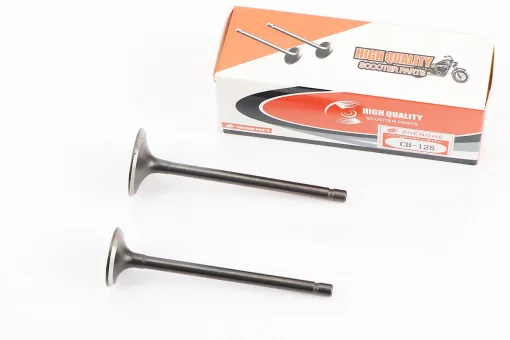 Клапана выпускной (НЕМАГНИТный) (h-90,4; d-24,9), впускной (h-91,3; d-30) к-кт 2шт CB-125cc, FIX-998578