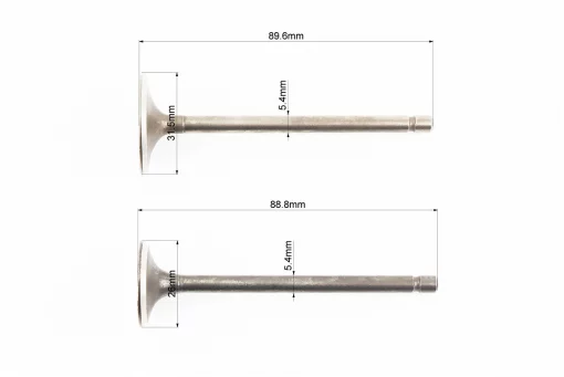 Клапана выпускной (НЕМАГНИТный) (h-88.5; d-27), впускной (h-88.5; d-31,5) к-кт 2шт CB-150/200cc, FIX-998579