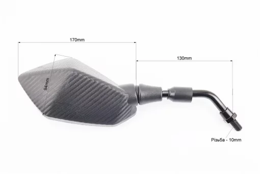 Зеркала к-кт на мотоцикл "призма" карбон, м10 (ССС - знак качества), FIX-998623