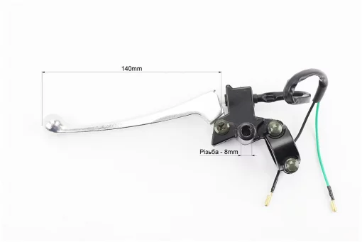 Рычаг руля левый с креплением под зеркало (М8 правая) GY6 50-100, ХРОМ, FIX-999139