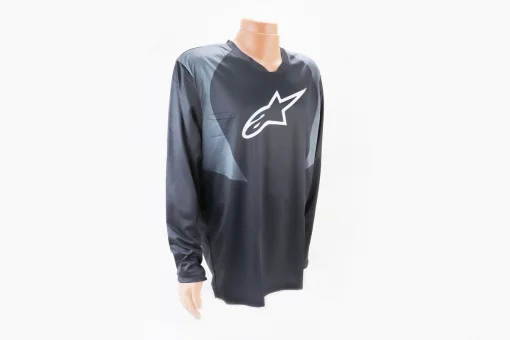 Футболка (Джерси) мужская L-(Polyester 100%), длинные рукава, свободный крой, чёрно-серая, FIX-408166