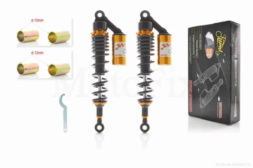 Амортизатори задні Delta 345mm, газомасляні, з підкачуванням "LIPAI" (чорно-золоті), QT-030513