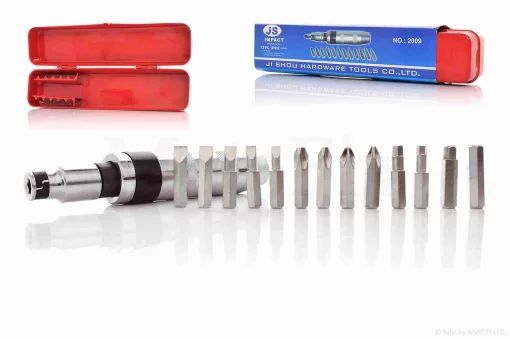 Викрутка поворотна-ударна, 13 насадок "JS", QT-021561