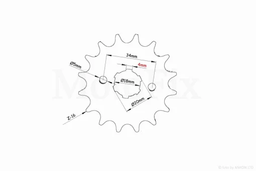 Звезда трансмиссии передняя CB/CG 428-16T, QT-021927