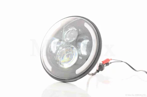 Фара мото діодна, кругла, D166, H4, 2 габарити (білий/жовтий + синій) #C01-183Z1, QT-038017