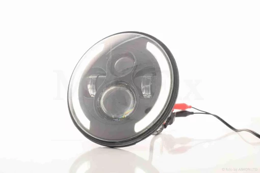 Фара мото діодна, кругла, D166, H4, 2 габарити (білий/жовтий + синій) #C01-183Z1, QT-038017