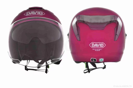 Шолом відкритий "DAVID" (#D020, бордовий матовий, L, окуляри, ABS, прозорий спойлер), QT-038631