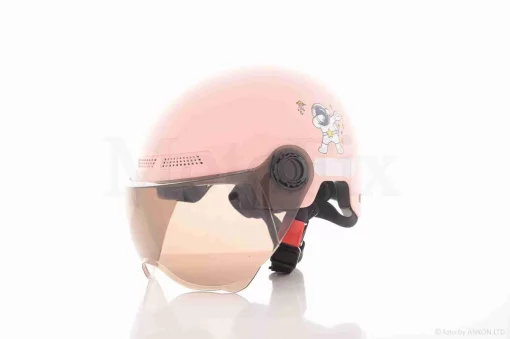 Шлем каска детский "STOCK" (#2, розовый, матовый, визор тонированный), QT-038629