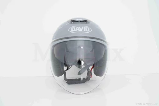 Шолом відкритий "DAVID" (#D020, сірий, L, окуляри, ABS, прозорий спойлер), QT-038678