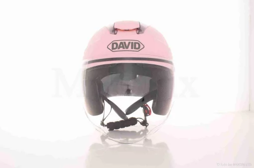 Шлем открытый "DAVID" (#D020, розовый матовый, L, очки, ABS, прозрачный спойлер), QT-038679