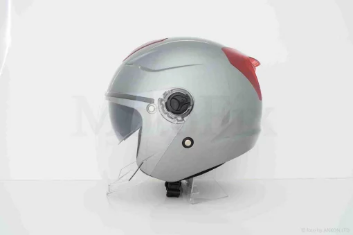 Шлем открытый "DAVID" (#D020, серый, L, очки, ABS, красный спойлер), QT-038681