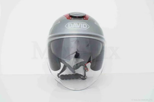 Шлем открытый "DAVID" (#D020, серый, L, очки, ABS, красный спойлер), QT-038681