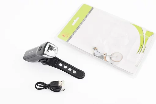 Фонарь передний 1 диод, Li-ion 3.7V 1300mAh зарядка от USB, влагозащитный, чёрный JY-7057, FIX-210980