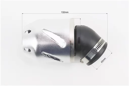 Фильтр воздушный нулевой 42мм 45град. с колпачком прямым "ПУЛЯ", серый, FIX-337845