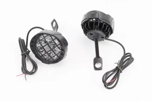Фара дополнительная светодиодная влагозащитная с решеткой (67*57mm) - 6 LED с креплением под зеркало, к-кт 2шт, ЧЕРНЫЙ, FIX-351197
