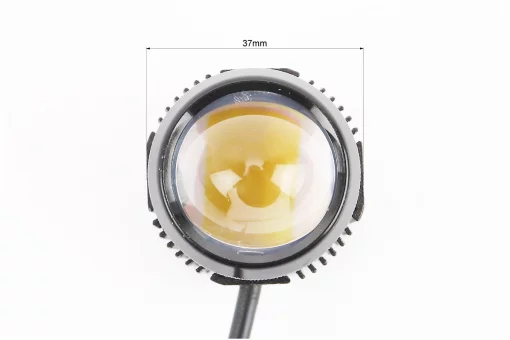 Фара дополнительная светодиодная влагозащитная - 1 LED с креплением и блоком розжига, круглая 37мм, к-кт 2шт (свет белый/желтый),