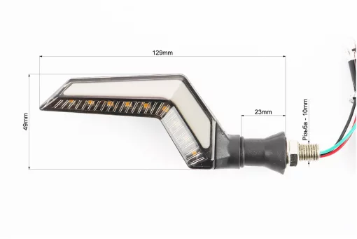 Поворот диодный на гибкой ножке + габарит белый LED ИЗГИБ "секвентальный", 2шт, FIX-354210