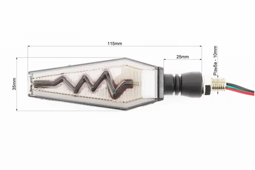 Поворот диодный на гибкой ножке + габарит белый LED ЛОДОЧКА тип 1"секвентальный", 2шт, FIX-354212