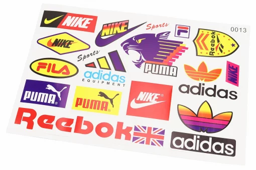 Наклейки на планшеті "Nike Reebok Adidas PUMA" набір 17шт 26х17, 0013, FIX-502263