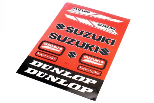 Наклейки набор 8шт "Suzuki/Dunlop" красные 5839A (22x32см), FIX-998214