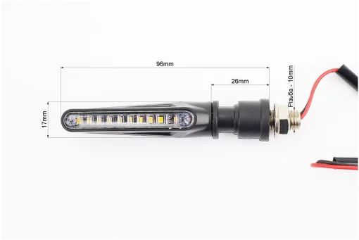 Поворот диодный на гибкой ножке LED ТОНКИЙ "секвентальный", 2шт, FIX-998265