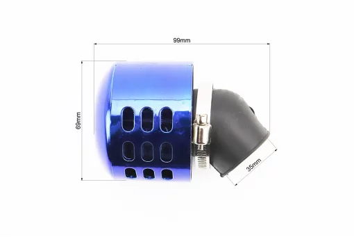 Фильтр воздушный нулевой 35мм 45град. с колпачком прямым, СИНИЙ, FIX-337081