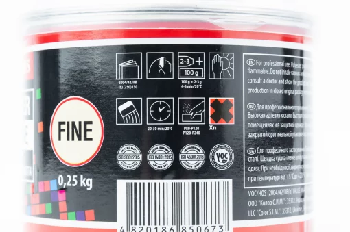 Шпаклёвка среднезернистая полиэфирная финишная, бежевая "PUTTY FINE", 250g, МОТОХІМІЯ, YQ-304941