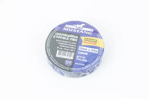 Лента изоляционная, синяя (20м*15мм*150мкм) MUSTANG, Упаковка, YQ-334047