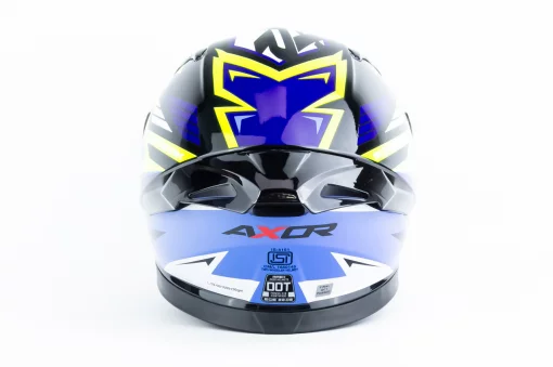 Шлем интеграл с пинлоком (стандарт DOT/ECE), выдвижные очки APEX STREAK L (59-60см), чёрно-сине-салатовый, ШОЛОМИ, YQ-360623