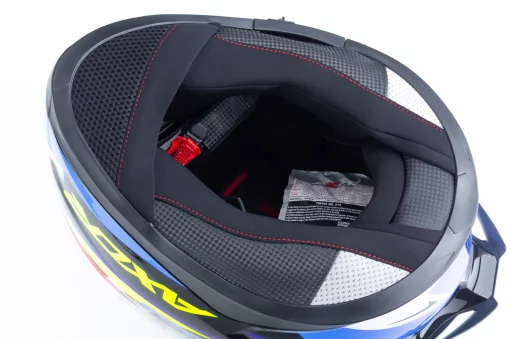 Шлем интеграл с пинлоком (стандарт DOT/ECE), выдвижные очки APEX STREAK L (59-60см), чёрно-сине-салатовый, ШОЛОМИ, YQ-360623