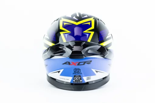 Шлем интеграл с пинлоком (стандарт DOT/ECE), выдвижные очки APEX STREAK S (55-56см), чёрно-сине-салатовый, ШОЛОМИ, YQ-360619