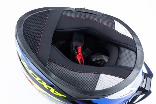 Шлем интеграл с пинлоком (стандарт DOT/ECE), выдвижные очки APEX STREAK М (57-58см), чёрно-сине-салатовый, ШОЛОМИ, YQ-360621