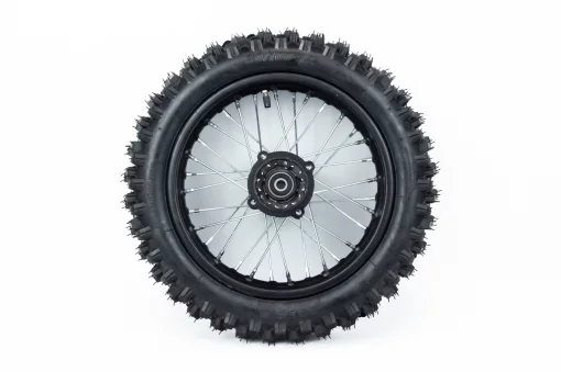 Колесо заднее спицованное+шина, в сборе 80/100-12 (3,00-12") "ось 12мм", ПІТБАЙК, YQ-327053