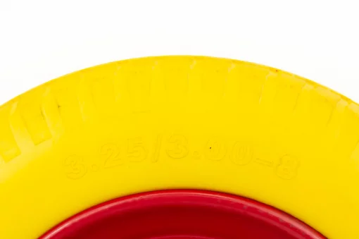 Колесо на тачку "ПЕНОПОЛИУРЕТАН" 3,00-8 (13х3), под ось 12мм, жёлто-красное, ШИНИ, YQ-303869