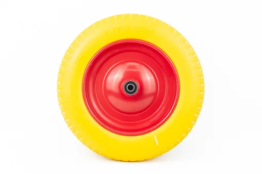 Колесо на тачку "ПЕНОПОЛИУРЕТАН" 3,00-8 (13х3), под ось 12мм, жёлто-красное, ШИНИ, YQ-303869