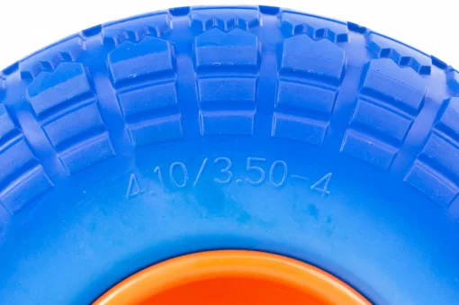 Колесо на тачку "ПЕНОПОЛИУРЕТАН" 3,50-4, пром-подшипники под ось 20мм, сине-оранжевое, ШИНИ, YQ-303872