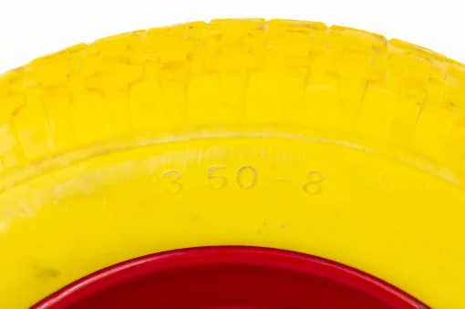 Колесо на тачку "ПІНОПОЛІУРЕТАН" 3,50-8, пром-підшипники під вісь 12мм, жовто-червоне, ШИНИ, YQ-303622