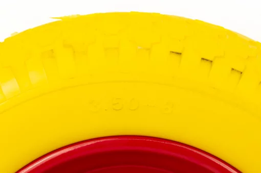 Колесо на тачку "ПІНОПОЛІУРЕТАН" 3,50-8, пром-підшипники під вісь 20мм, жовто-червоне, ШИНИ, YQ-353285