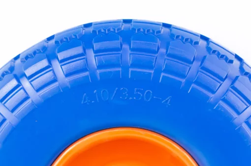 Колесо на тачку "ПІНОПОЛІУРЕТАН" 3,50/4,10-4, пром-підшипники під вісь 16мм, синьо-помаранчеве, ШИНИ, YQ-353642