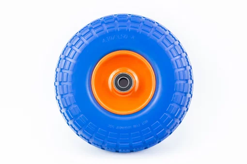 Колесо на тачку "ПІНОПОЛІУРЕТАН" 3,50/4,10-4, пром-підшипники під вісь 16мм, синьо-помаранчеве, ШИНИ, YQ-353642