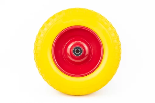 Колесо на тачку "ПІНОПОЛІУРЕТАН" 4,00-6, пром-підшипники під вісь 12мм, жовто-червоне, ШИНИ, YQ-303722