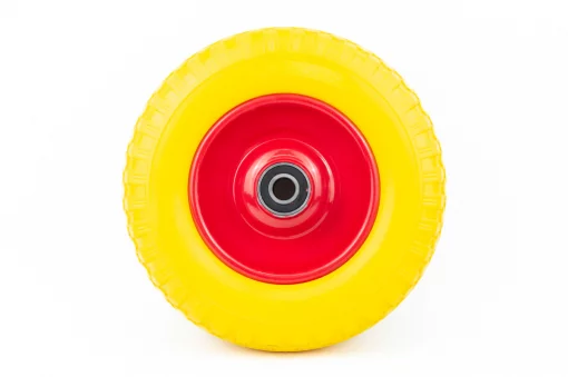 Колесо на тачку "ПІНОПОЛІУРЕТАН" 4,00-6, пром-підшипники під вісь 20мм, жовто-червоне, ШИНИ, YQ-353615