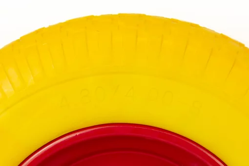 Колесо на тачку "ПІНОПОЛІУРЕТАН" 4,00-8, пром-підшипники під вісь 16мм, жовто-червоне, ШИНИ, YQ-303532