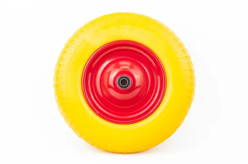 Колесо на тачку "ПІНОПОЛІУРЕТАН" 4,00-8, пром-підшипники під вісь 16мм, жовто-червоне, ШИНИ, YQ-303532