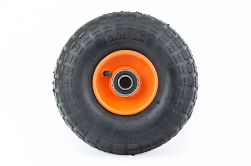 Колесо на тачку 3,50/4,10-4, пром-підшипники під вісь 20мм, чорно-помаранчеве, ШИНИ, YQ-353004